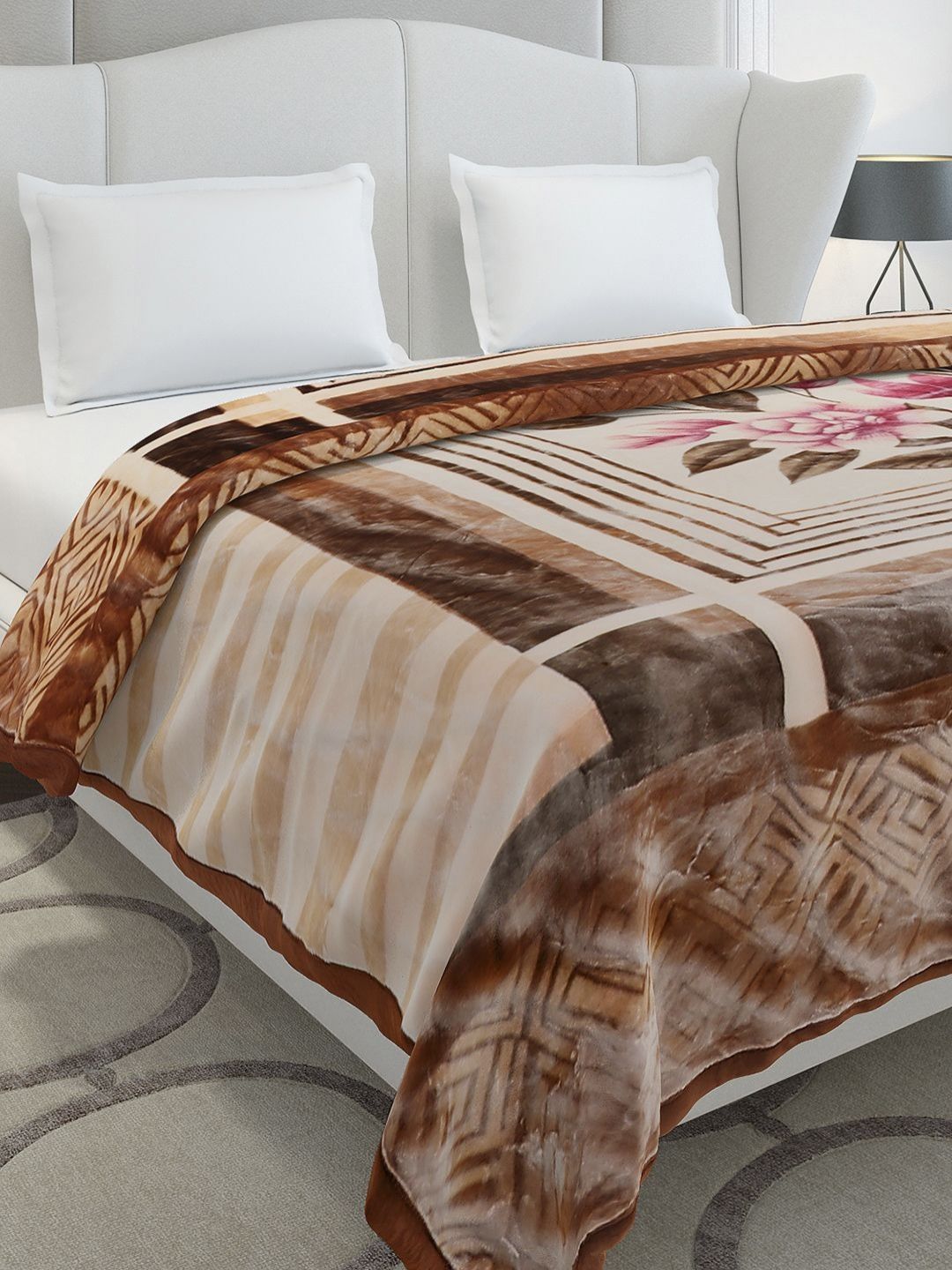 Monte Carlo Camel Brown Heavy Winter Double Bed Blanket 1136 GSM-picture-11