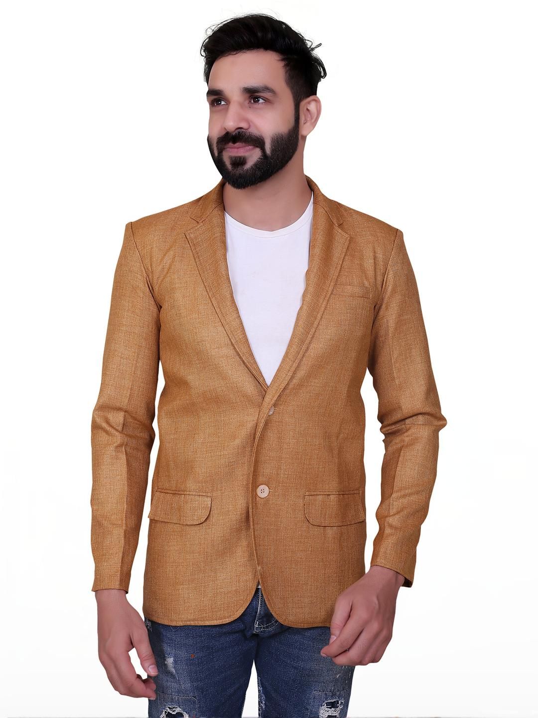 ANCESTRA Men Brown Single Breasted Formal Blazer-image-43