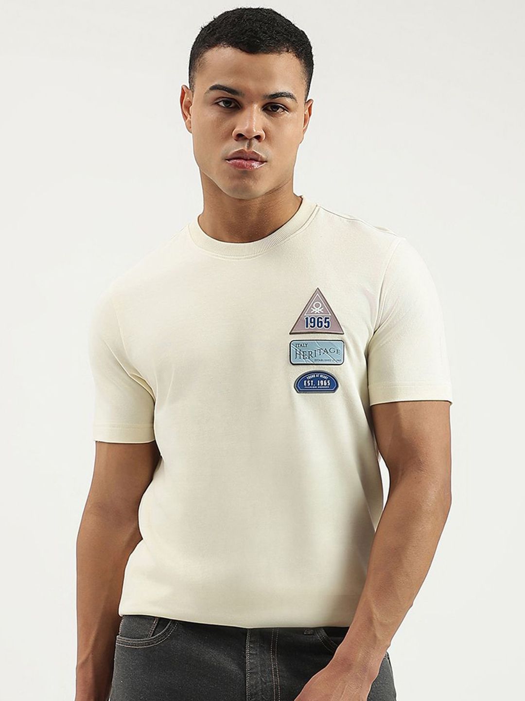 United Colors of Benetton Men Solid Round Neck Relaxed Fit T-shirt-picture-48