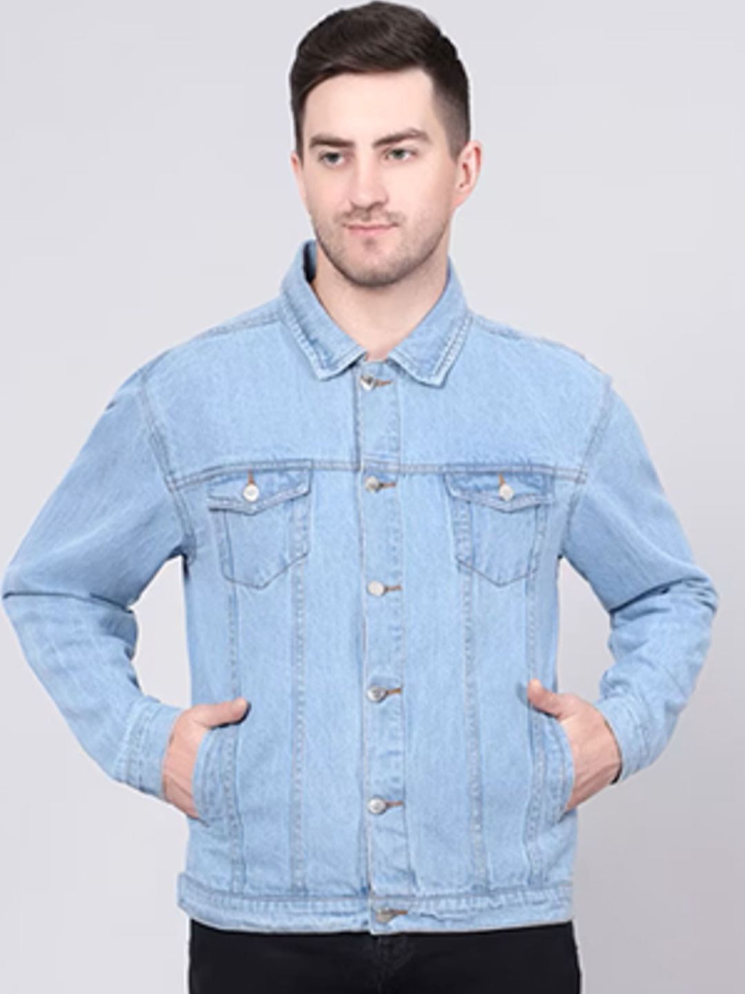 Moda Rapido Spread Collar Denim Jacket-picture-18