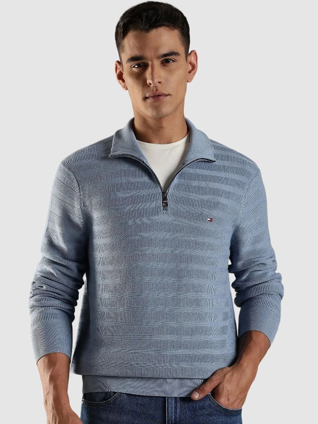 Tommy Hilfiger Men Regular Fit Half Zipper Pullover