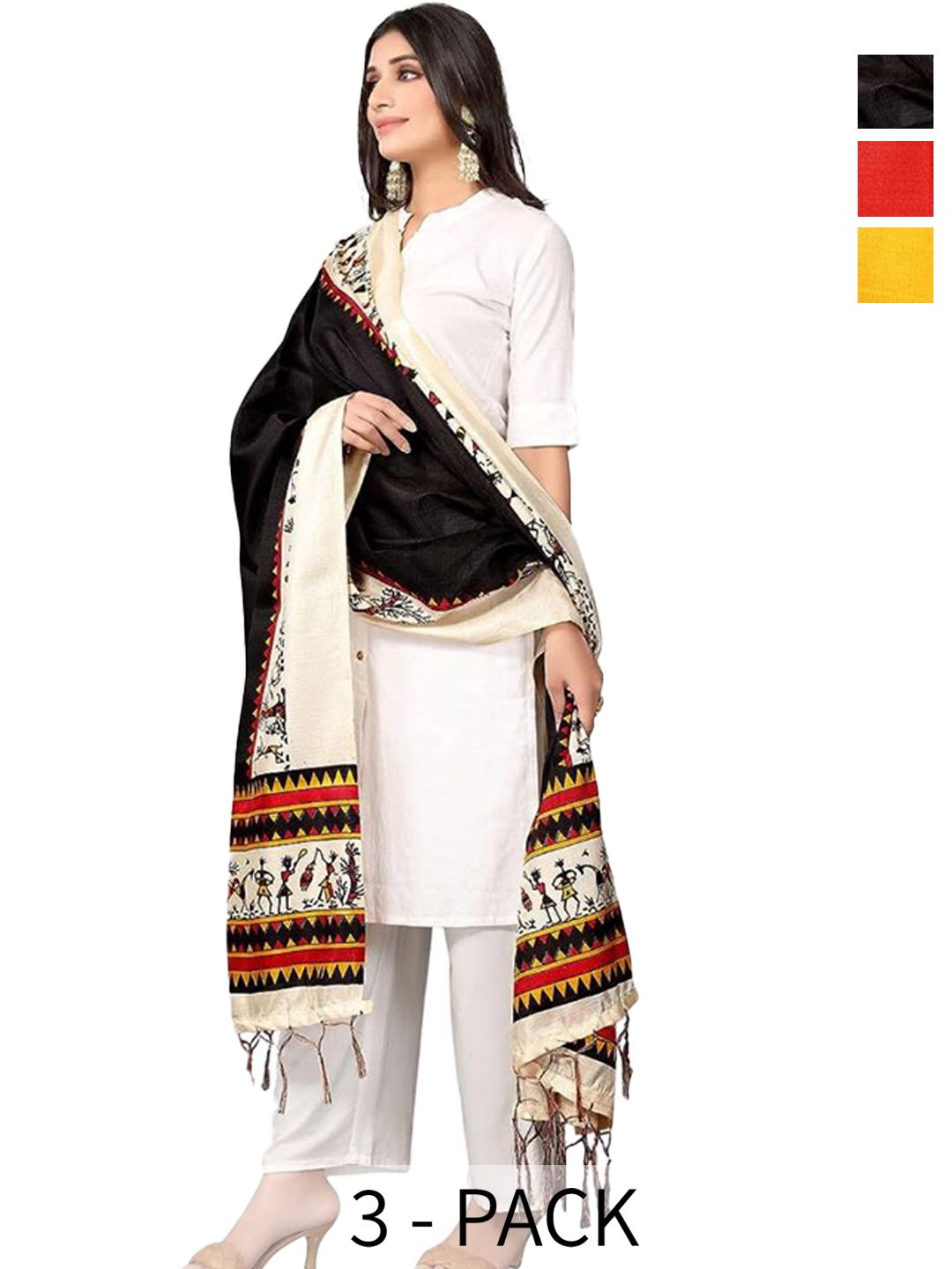 Kemza Pack Of 3 Ethnic Motifs Printed Dupatta-picture-26