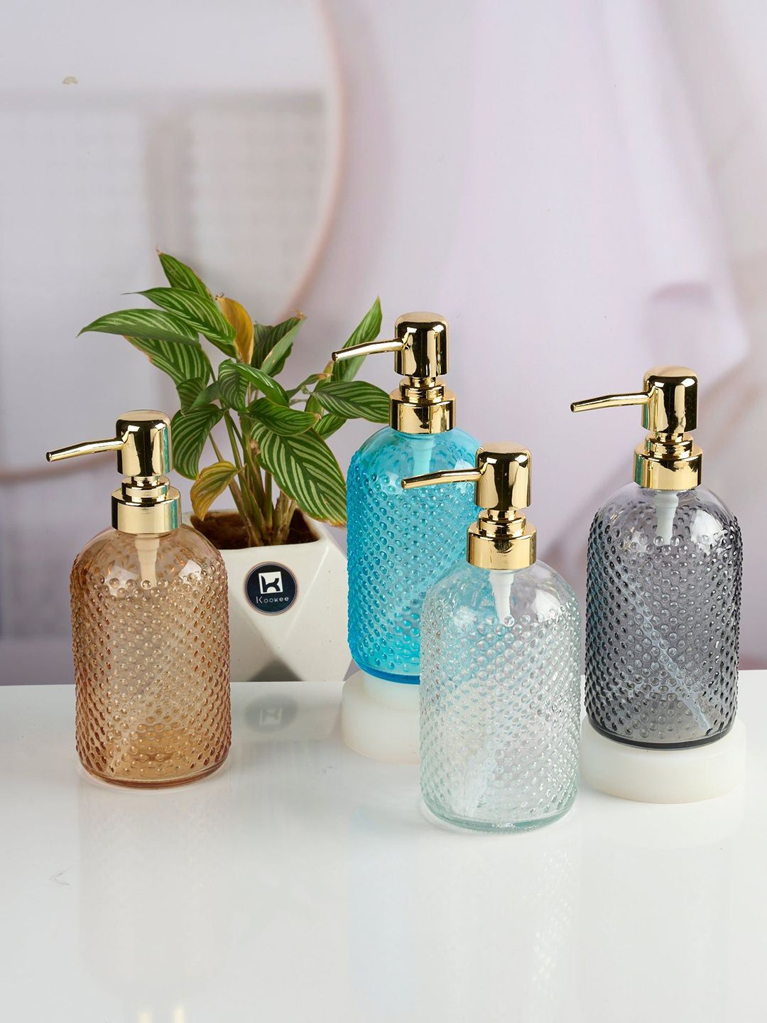 Kookee Transparent Textured Glass Soap Dispenser-picture-57