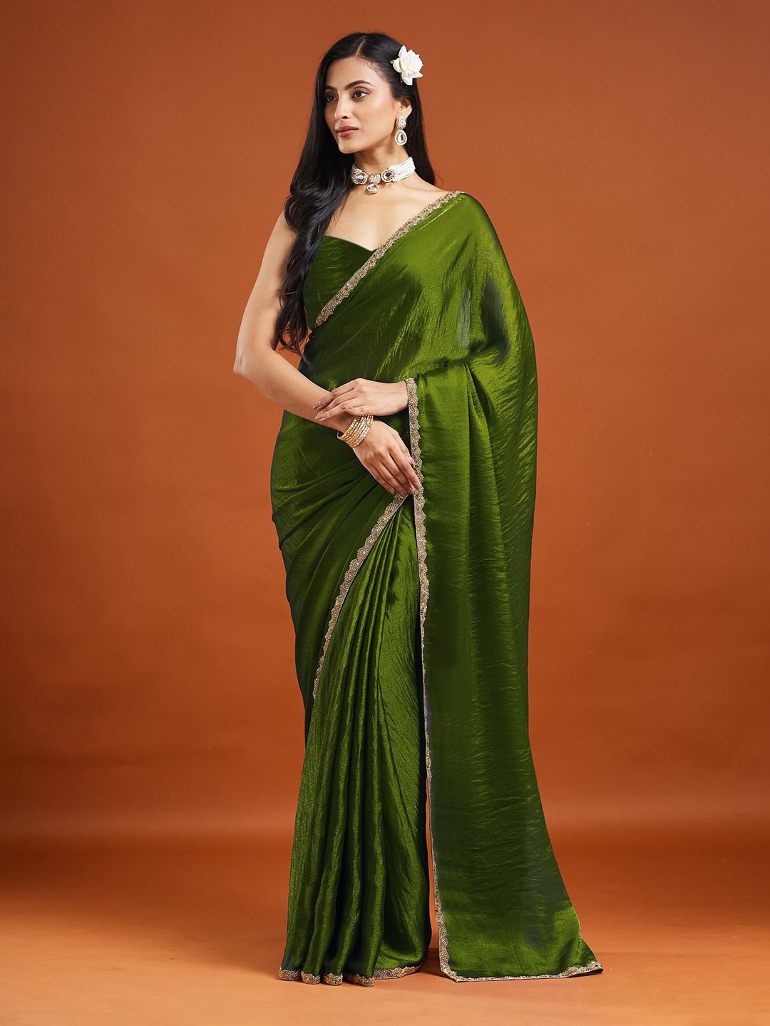 LOROFY Embellished Beads and Stones Border Saree-picture-35