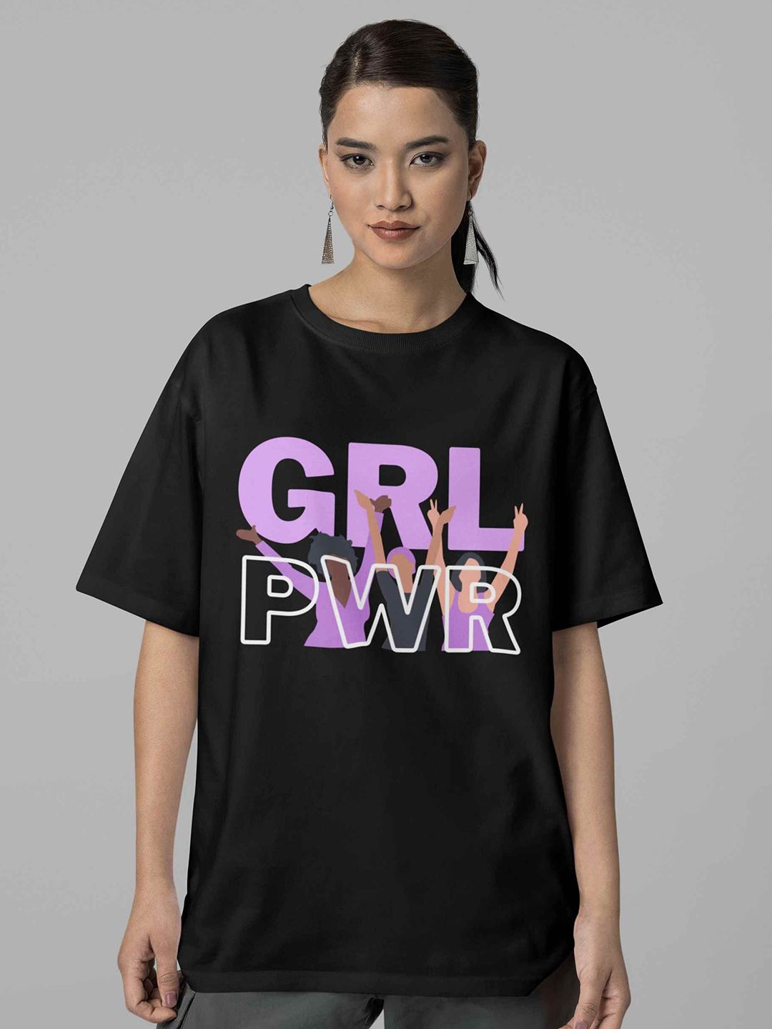 Hatke Trends Women Typography Printed Round Neck Cotton Oversized T-shirt-picture-17