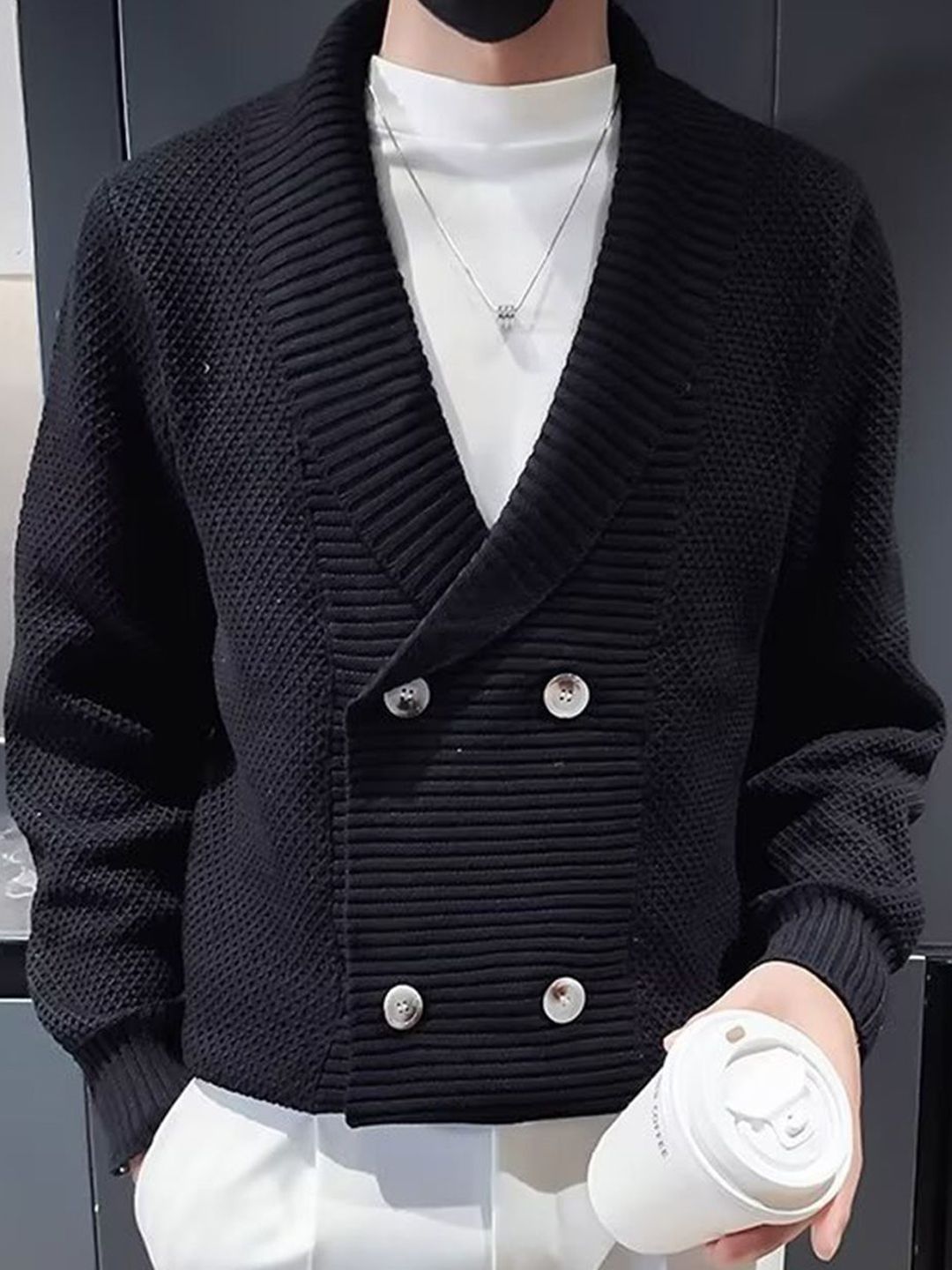 HERE&NOW Men Shawl Collar Cardigan-picture-40