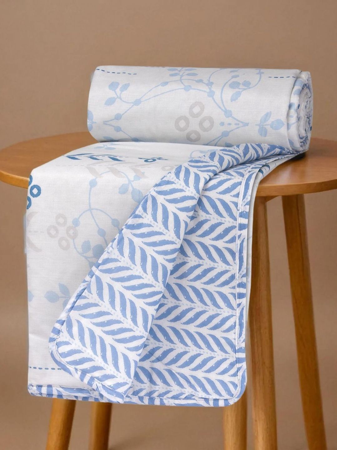 Huesland Blue & White Floral Printed Reversible AC Room Cotton Dohar-image-4