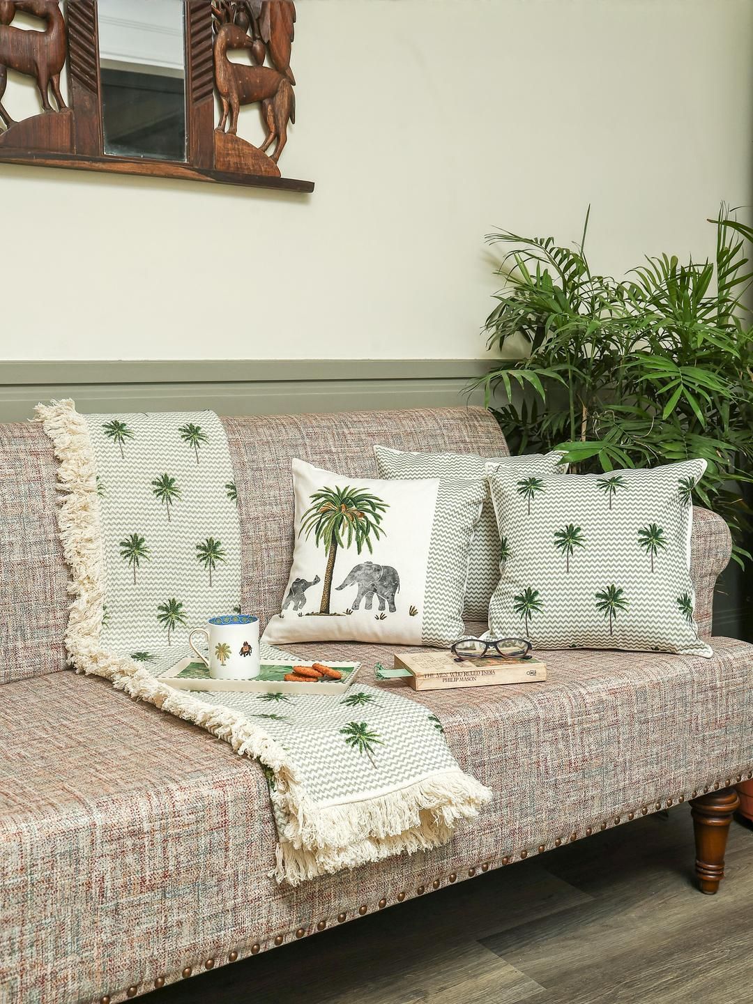 Crown of Poppies Green Set of 4 Square Cushion Covers-picture-41
