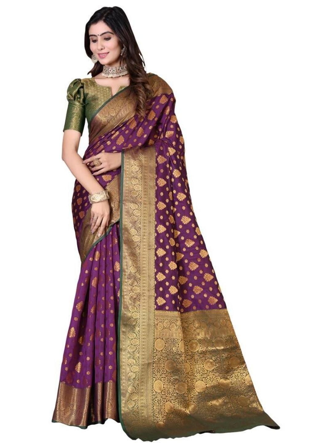 jayant creation Purple Art Silk Barasi Sarees-picture-37