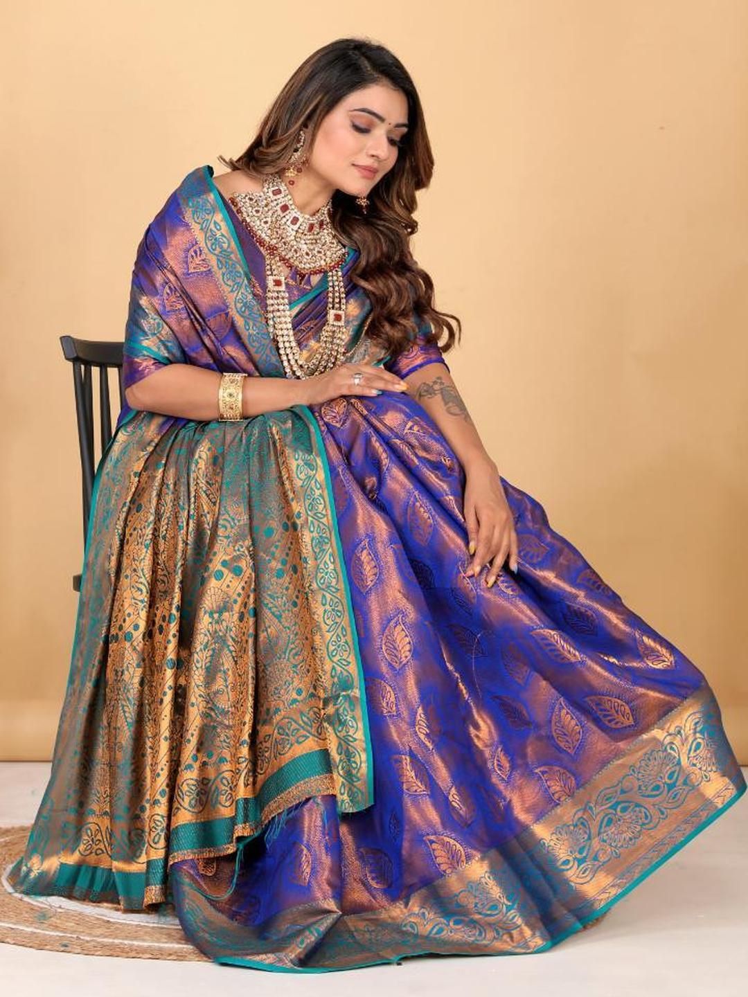 jayant creation Blue Art Silk Barasi Sarees-picture-18
