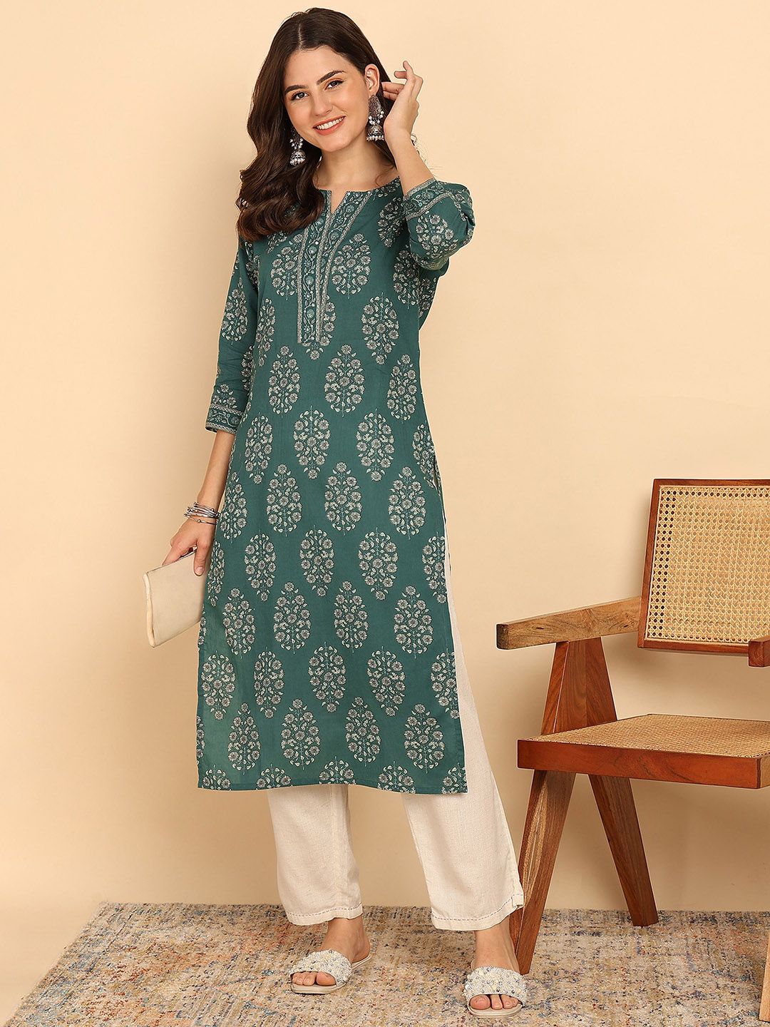 GULMEHAK Women Ethnic Motifs Printed Daily Cotton Straight Kurta-picture-15