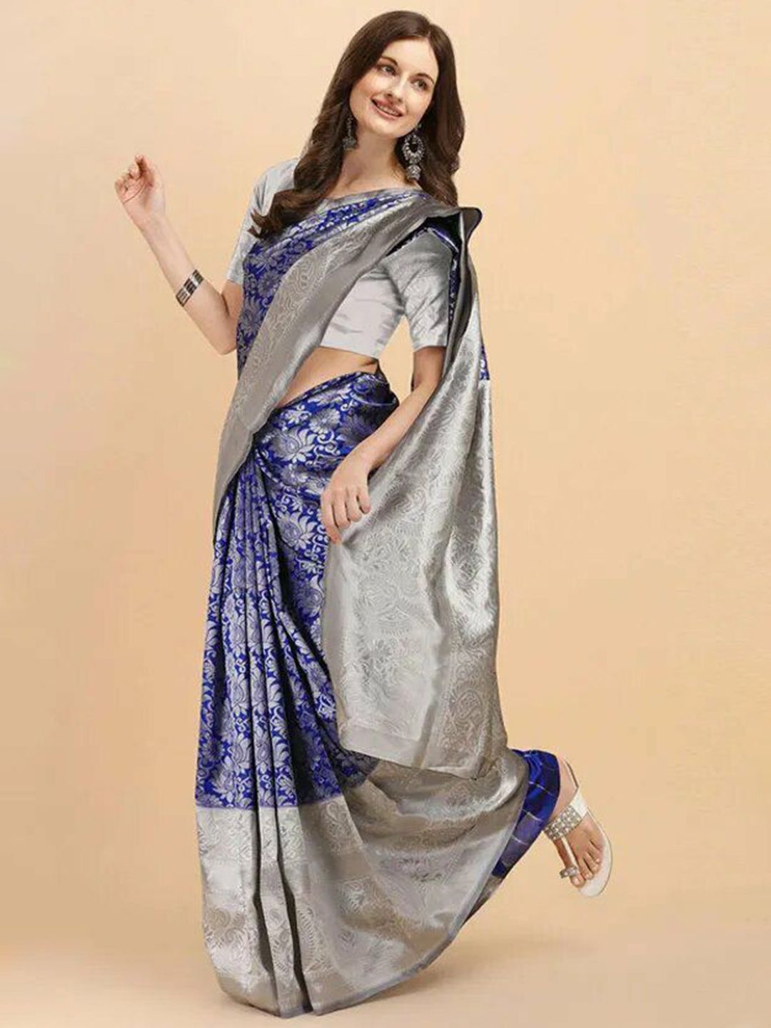 VILLE FASHION Ethnic Motifs Woven Design Zari Banarasi Saree-picture-11