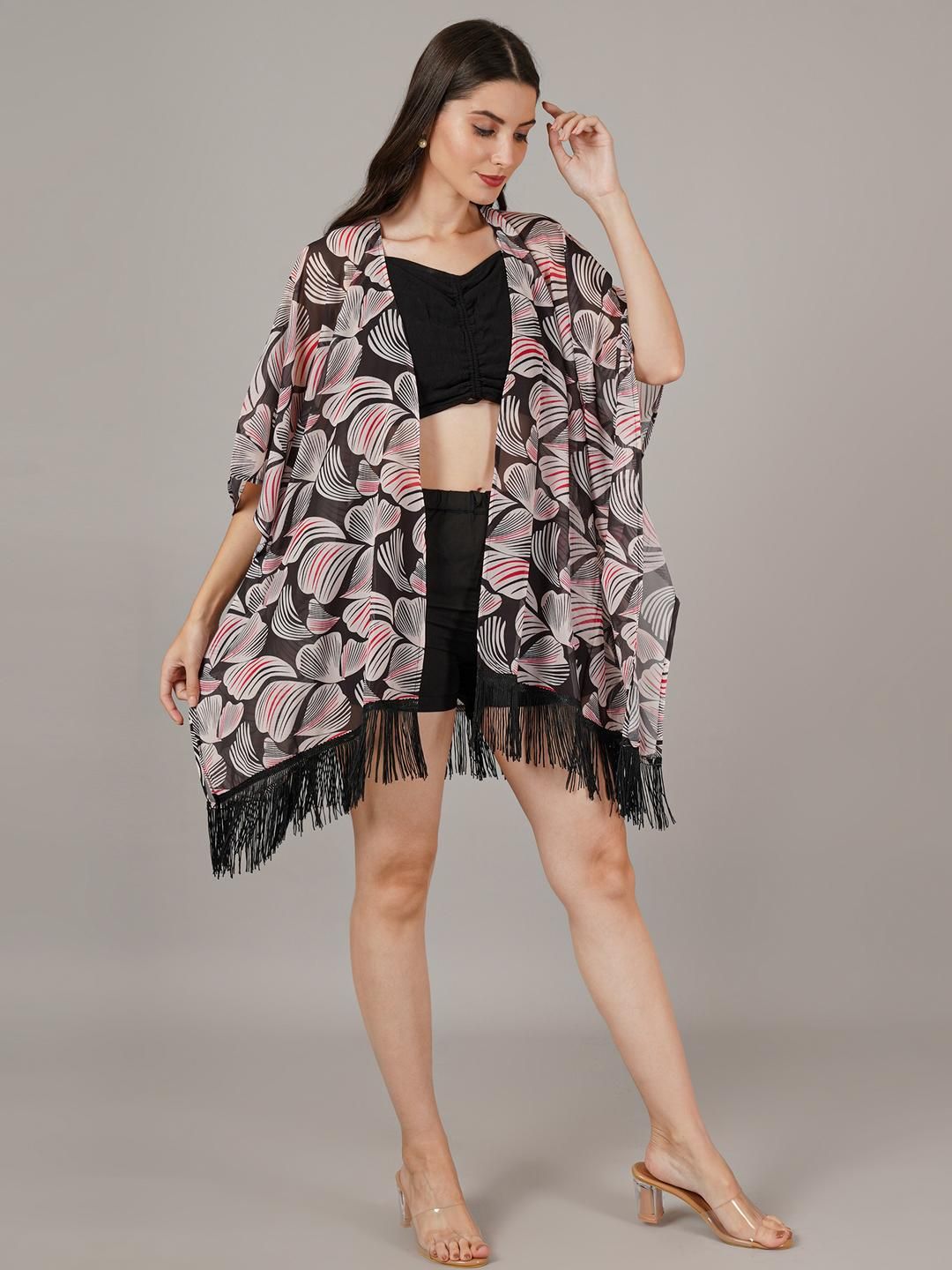 ARV TRENDS Abstract Printed Open Front Shrug-image-28