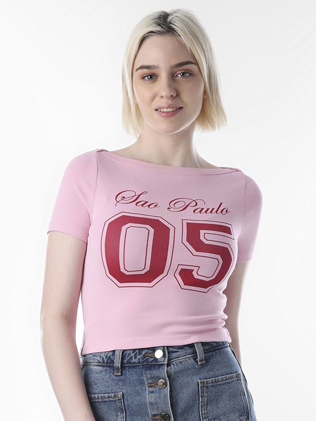 ONLY Women Typography Printed Boat Neck Slim Fit T-shirt-picture-27