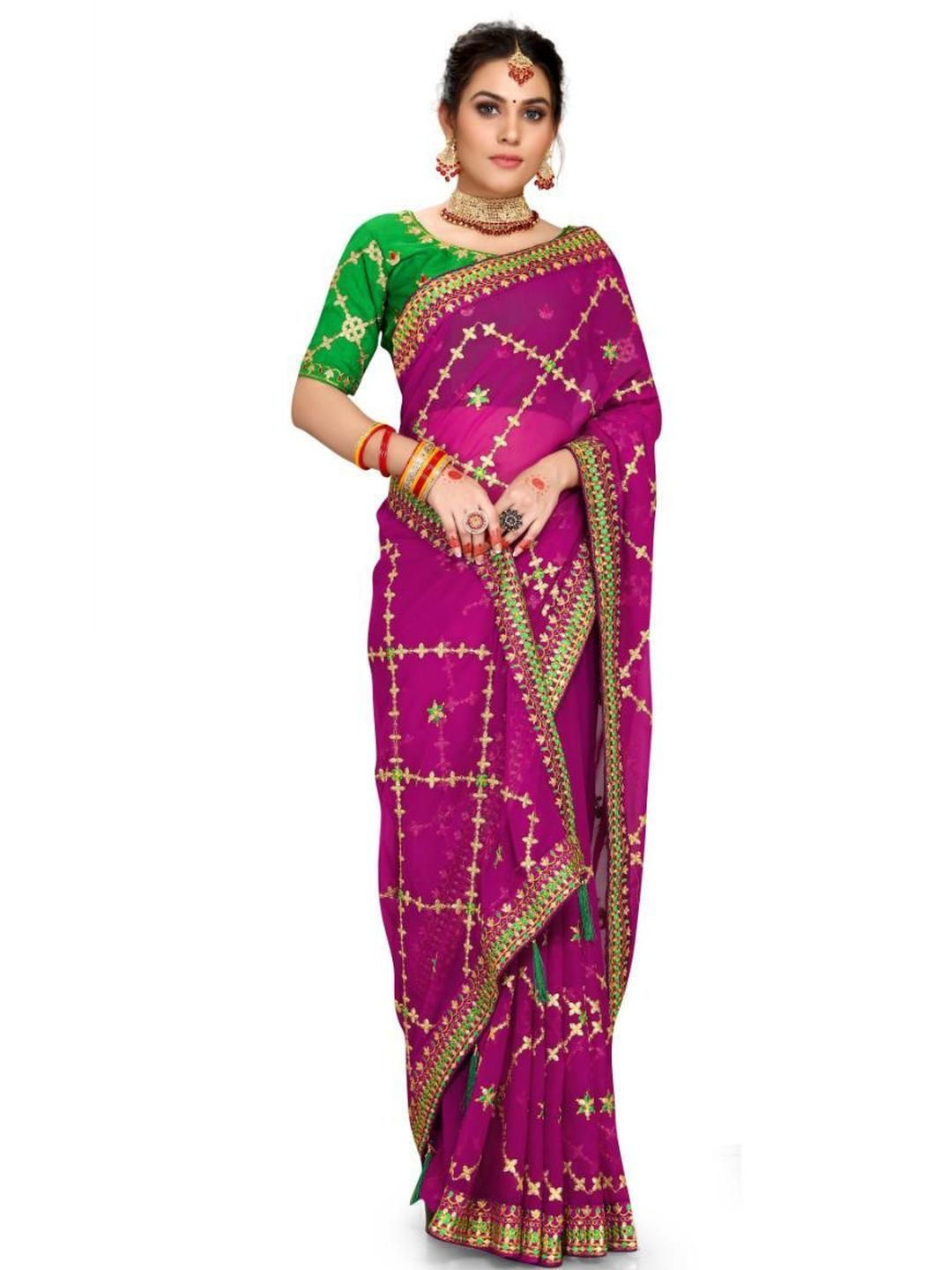 jayant creation Pink Poly Georgette Sarees-picture-12