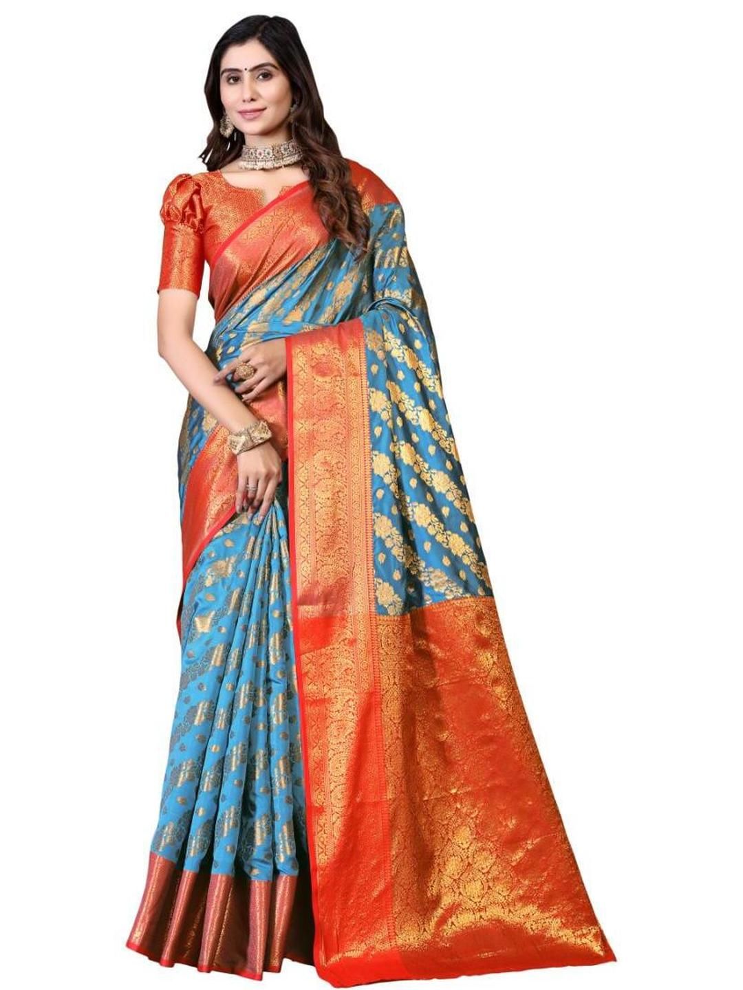 jayant creation Blue Art Silk Barasi Sarees-picture-32