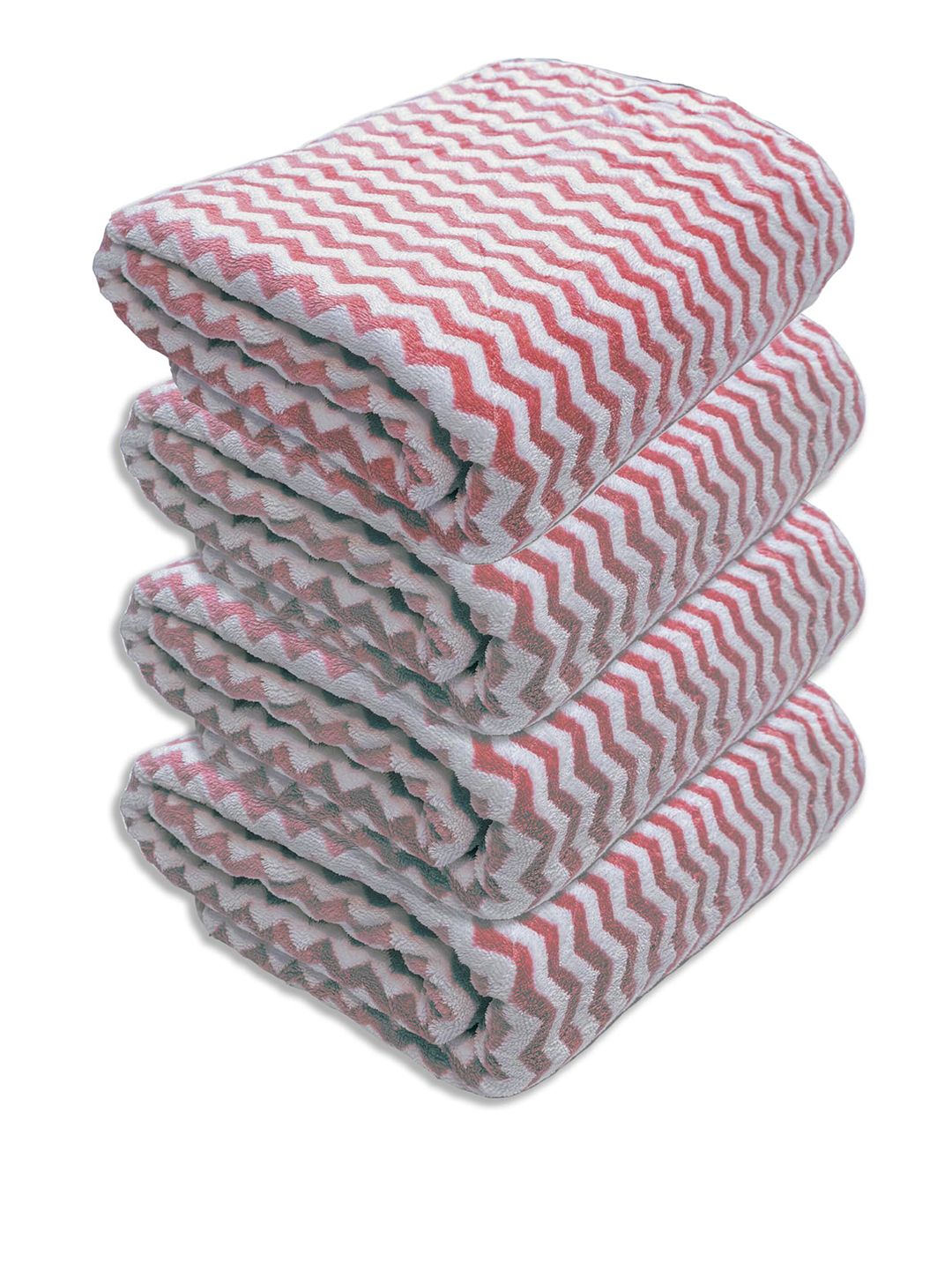 Black gold Pink & White 4 Piece Striped Terry Cotton 300 GSM Towel Set-picture-37
