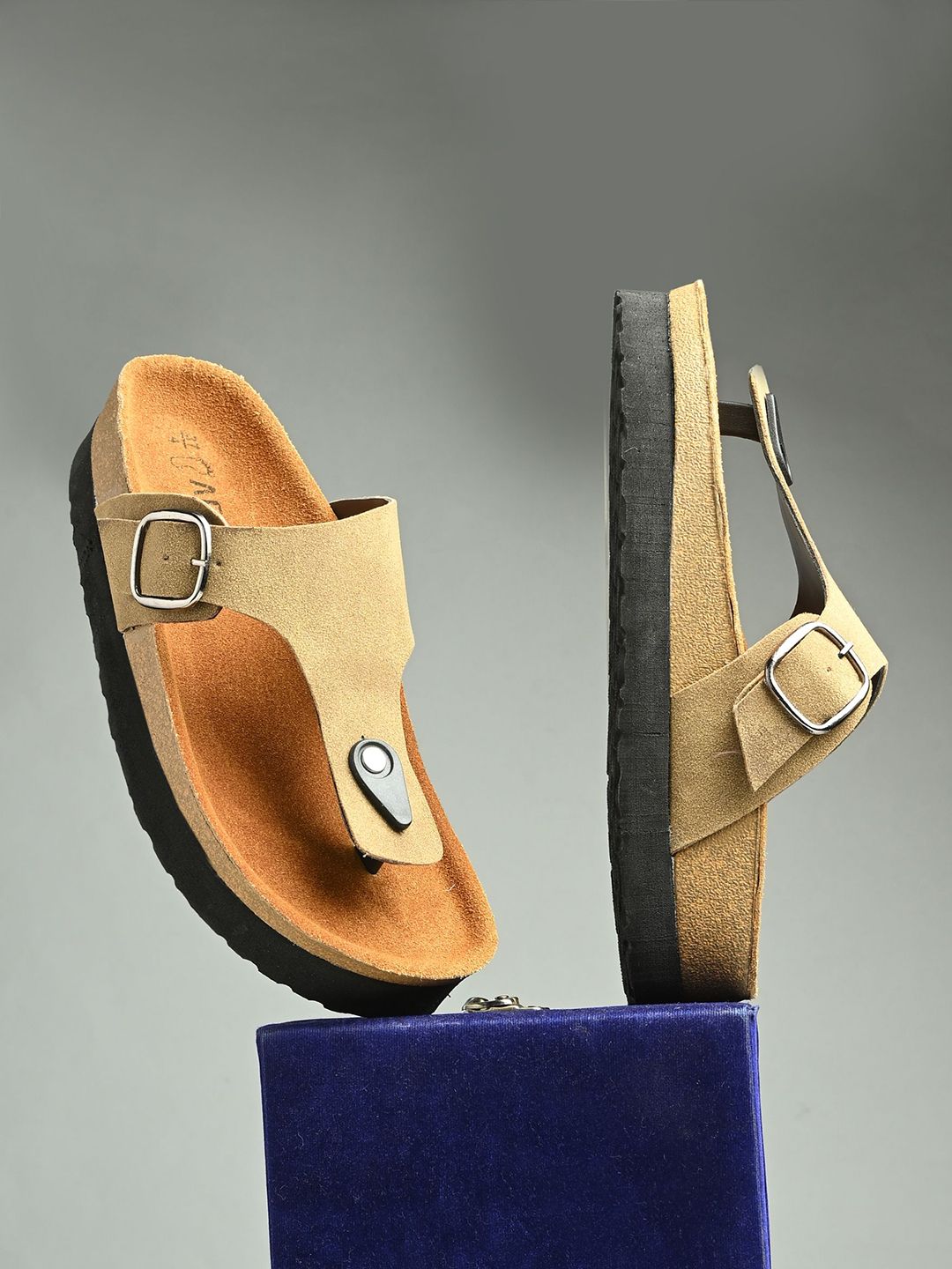 AfroJack Women Open Toe T-Strap Flats with Buckles-picture-34