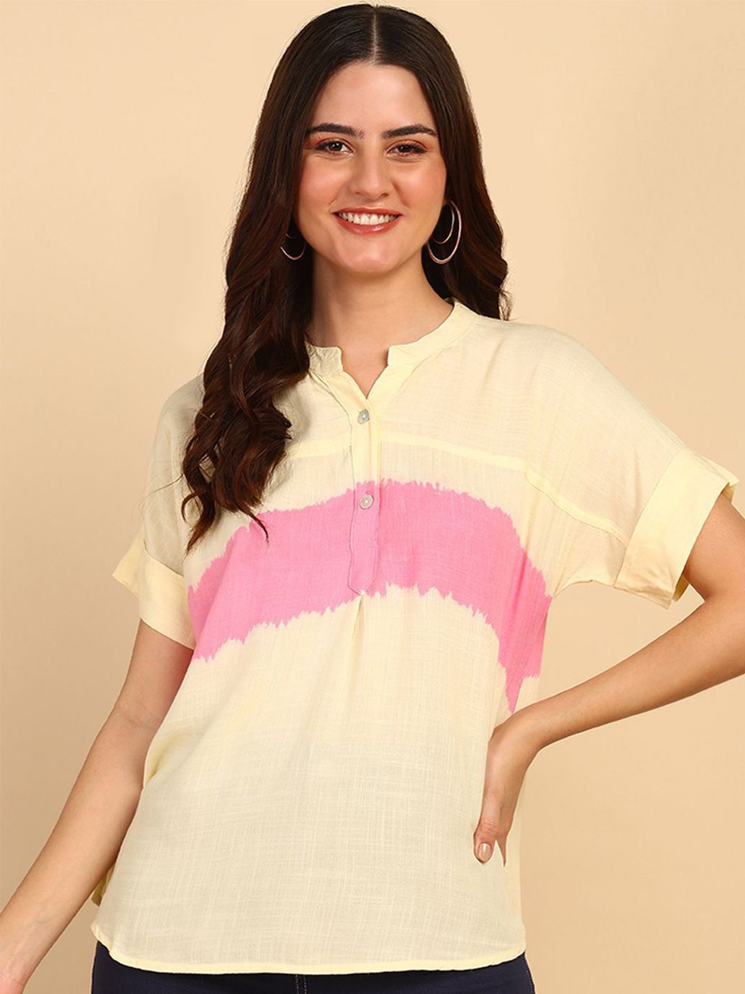 PinkTribe Women Tie and Dye Dyed Mandarin Collar Top-picture-15