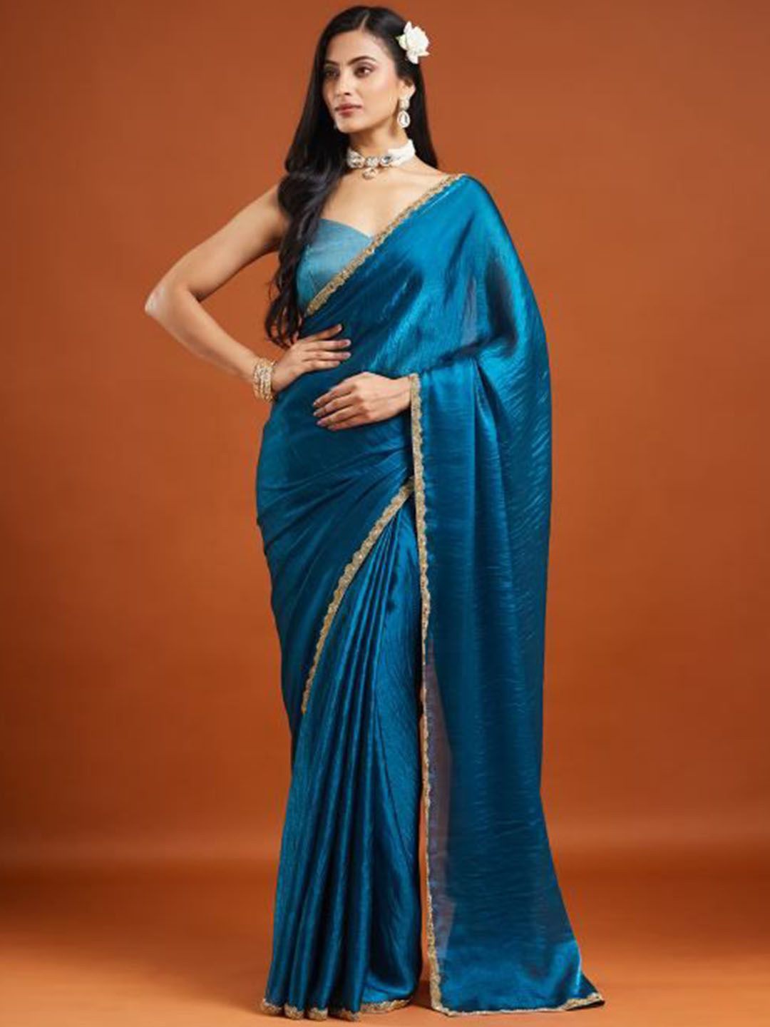 LOROFY Embellished Beads and Stones Border Saree-picture-33