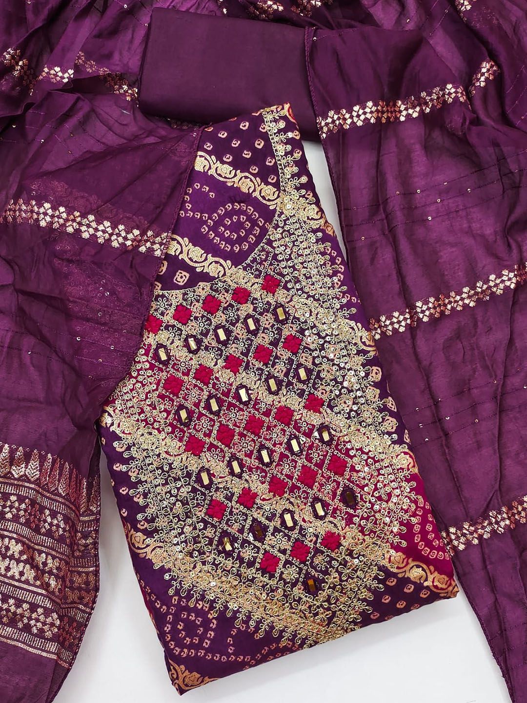Mitera Floral Embroidered Pure Cotton Unstitched Dress Material