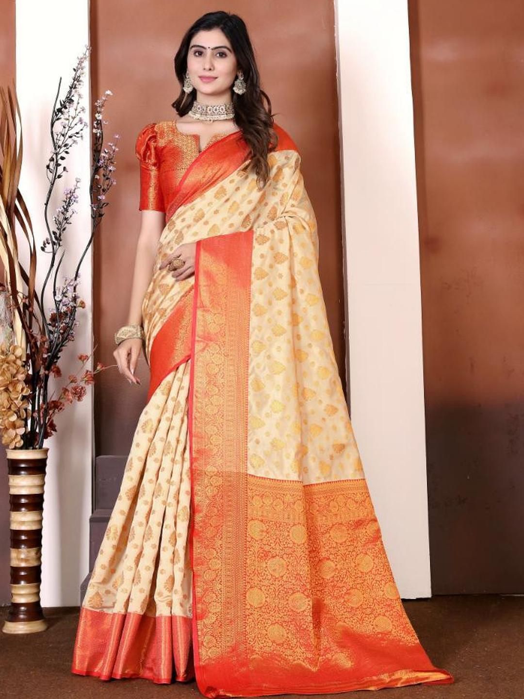 jayant creation Beige Art Silk Barasi Sarees-picture-33