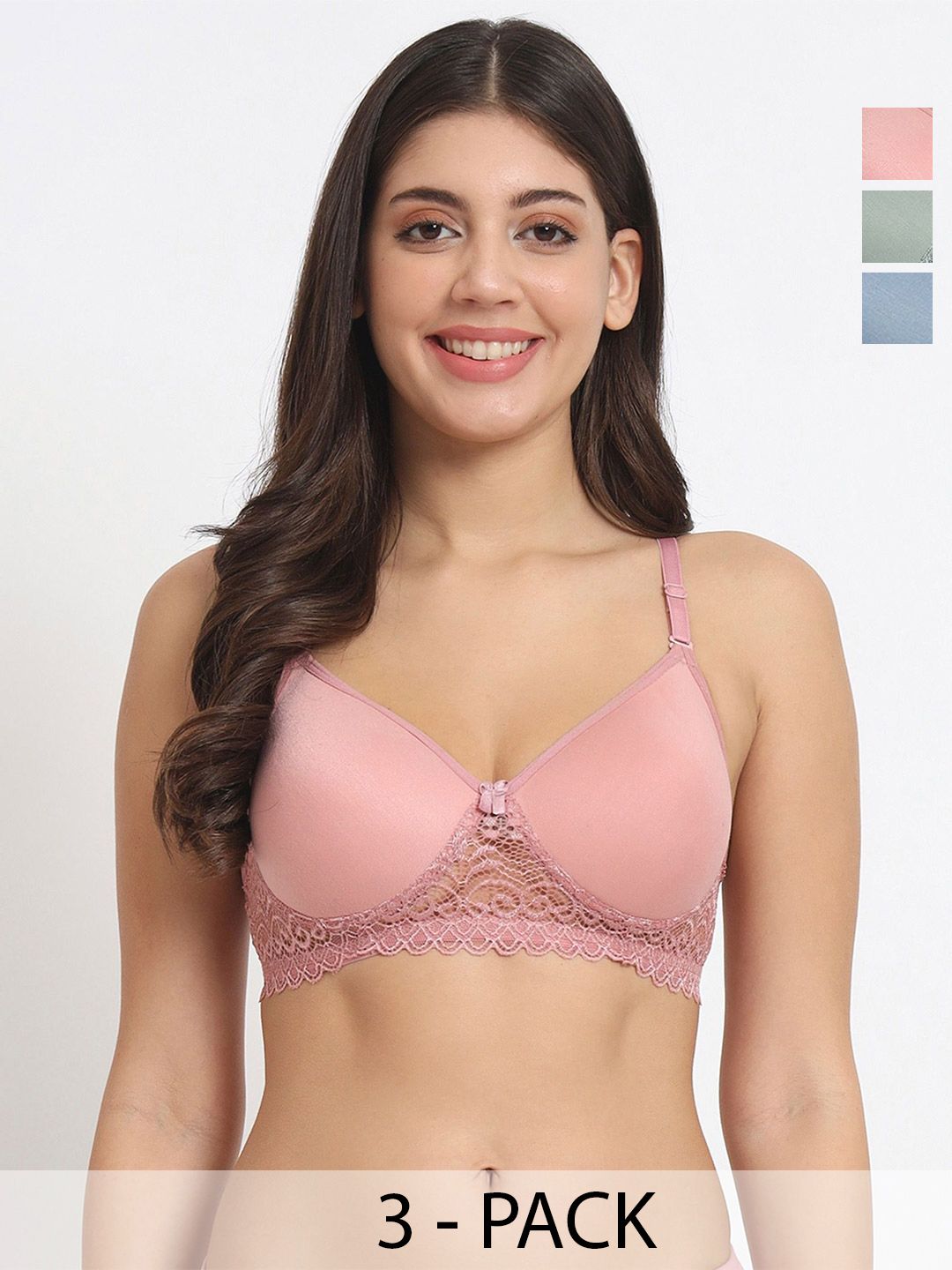 FANMADE Pack of 3 Full Coverage Lightly Padded Bra