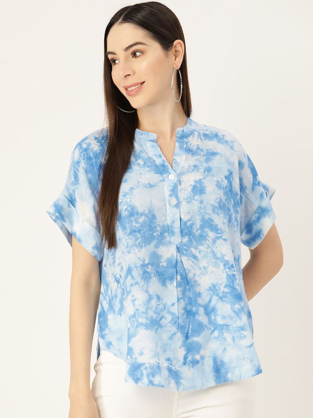 PinkTribe Women Tie and Dye Mandarin Collar Top-picture-24