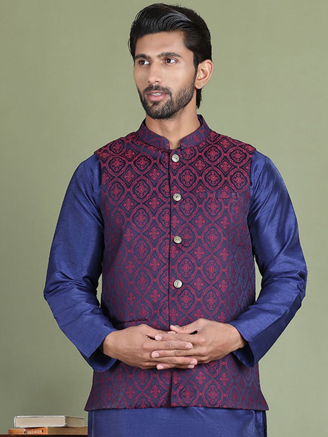Jompers Men Woven Design Nehru Jacket-picture-41