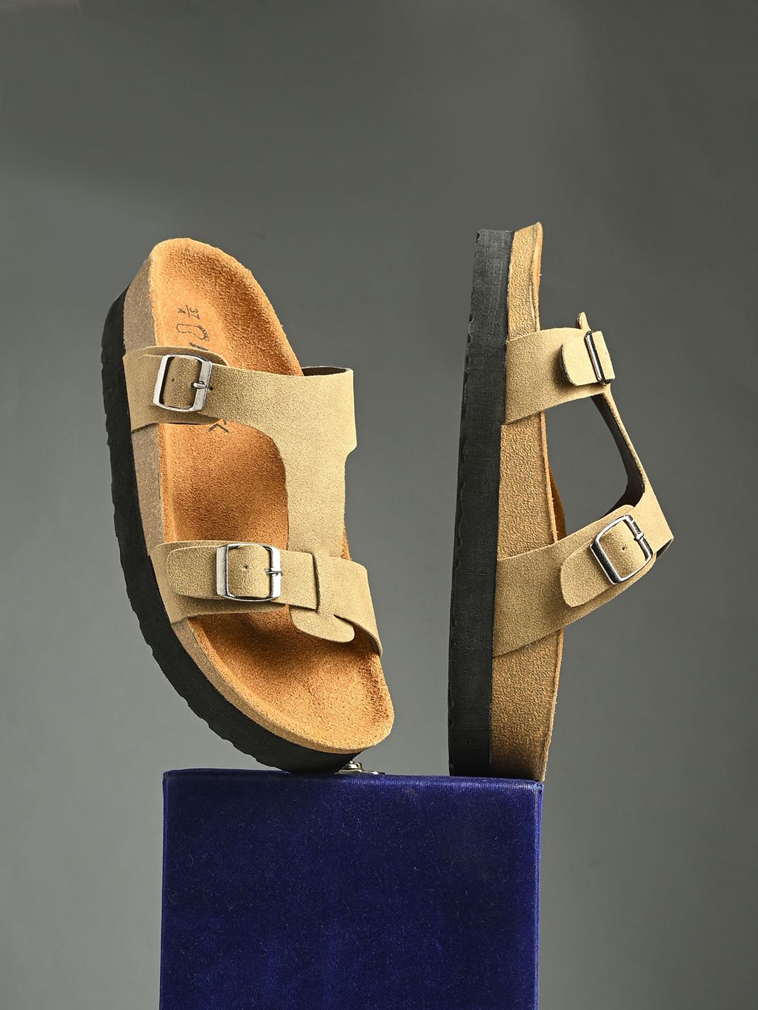 AfroJack Women Leather Open Toe Flats with Buckles-picture-33