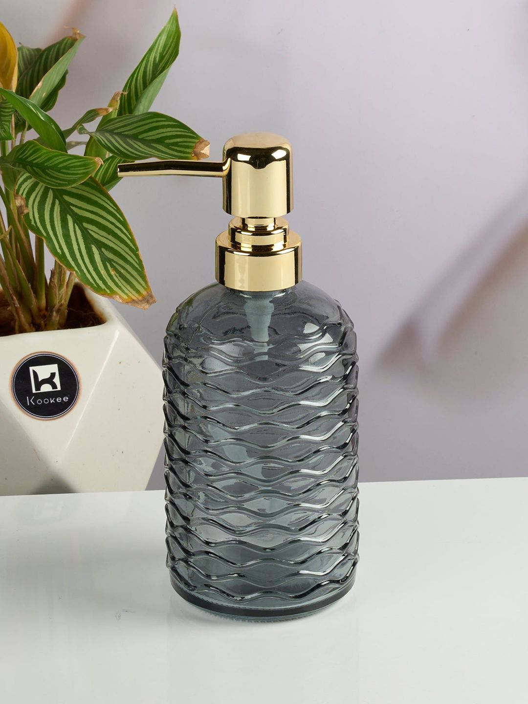 Kookee Grey Textured Glass Soap Dispenser-picture-25