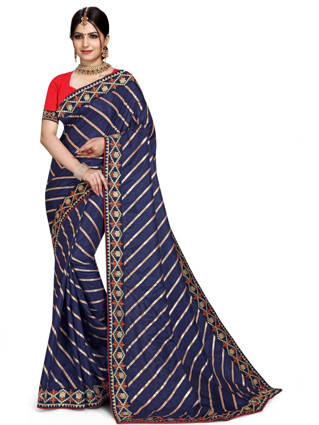jayant creation Blue Silk Blend Sarees-picture-10