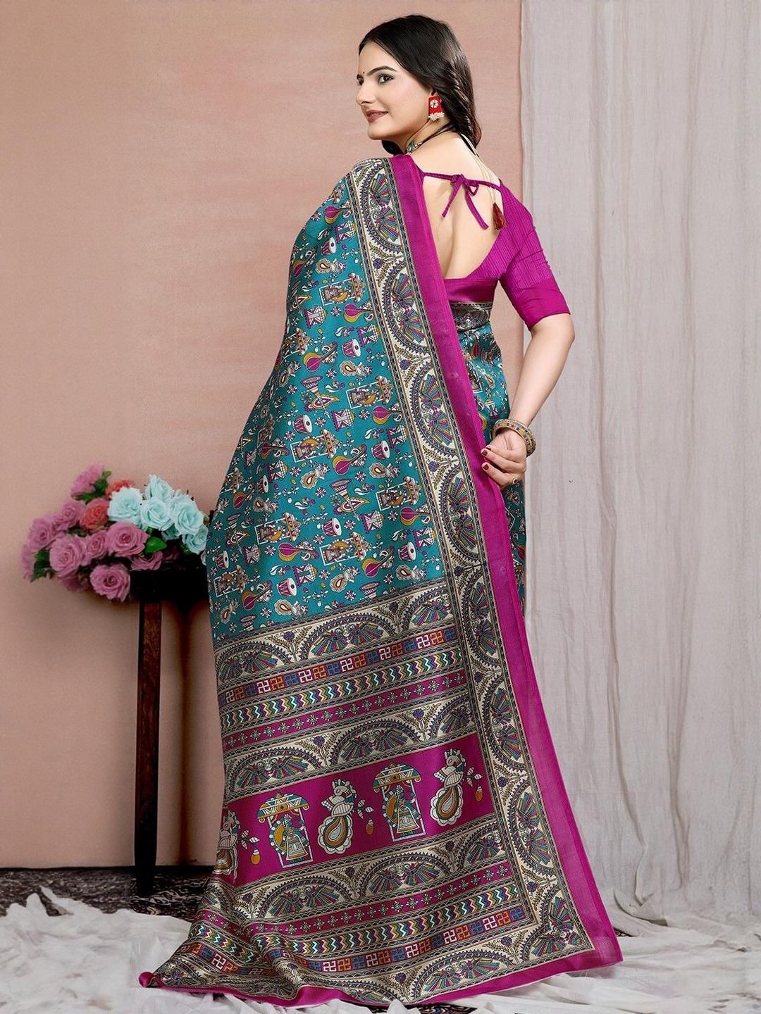 KANOODA Ethnic Motifs Printed Mysore Silk Saree-picture-10