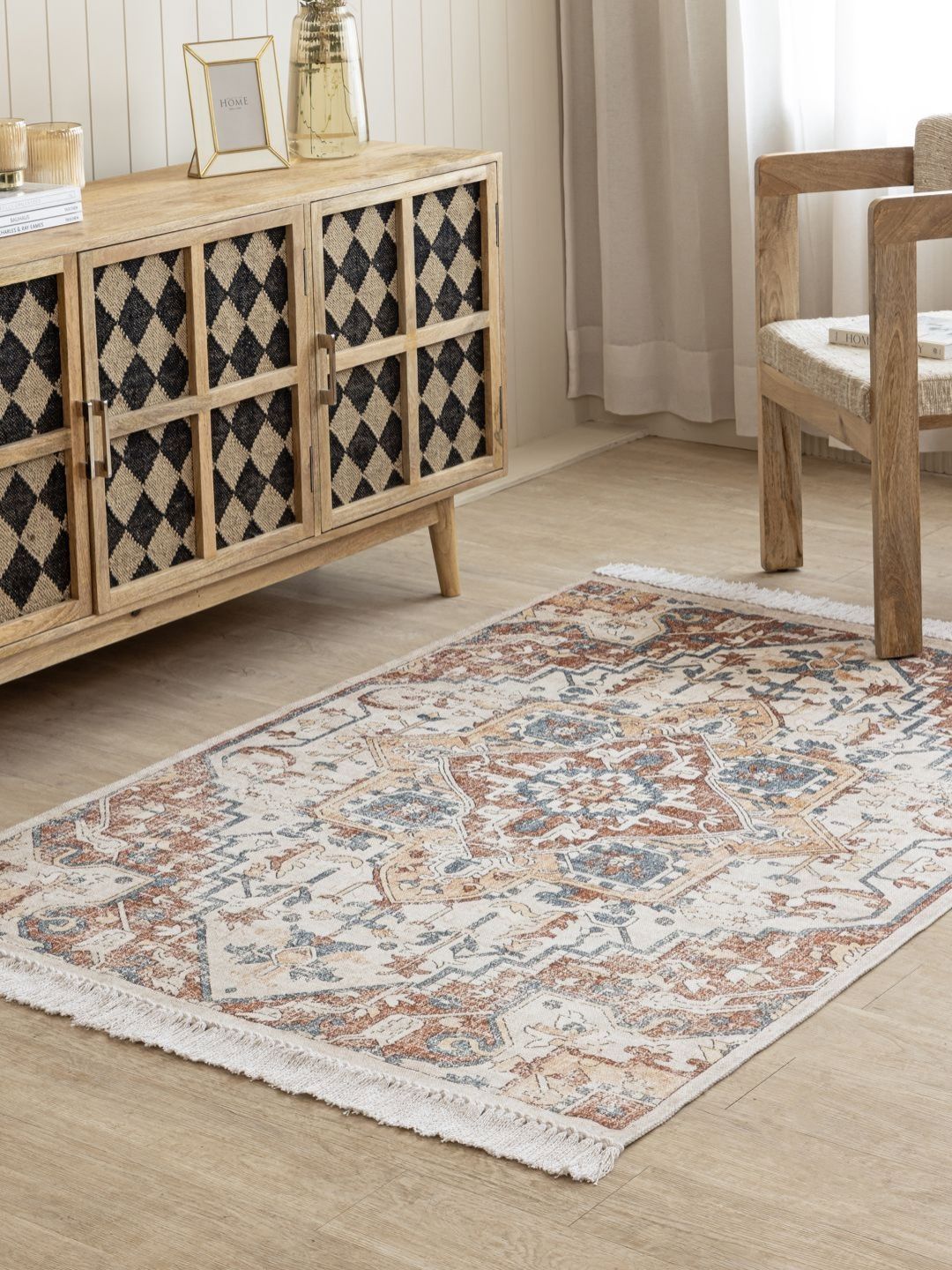 THEGASBH Beige Ethnic Motifs Printed Cotton Carpet-picture-47
