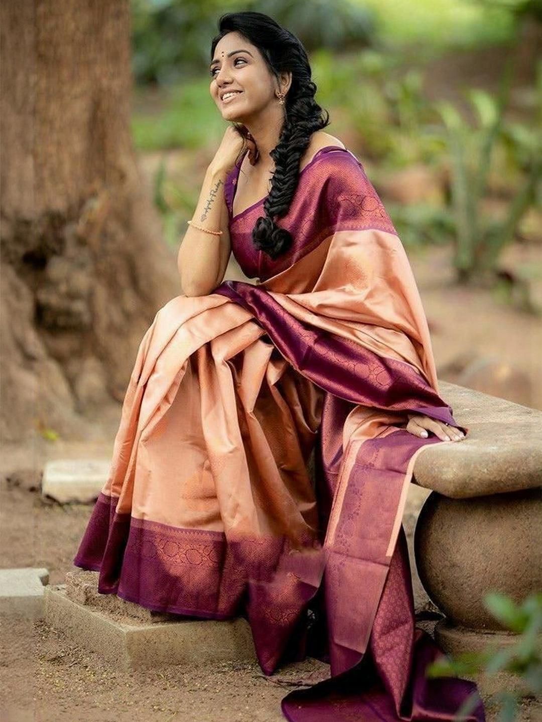 VILLE FASHION Ethnic Motifs Woven Design Zari Banarasi Saree with Blouse Piece-picture-25