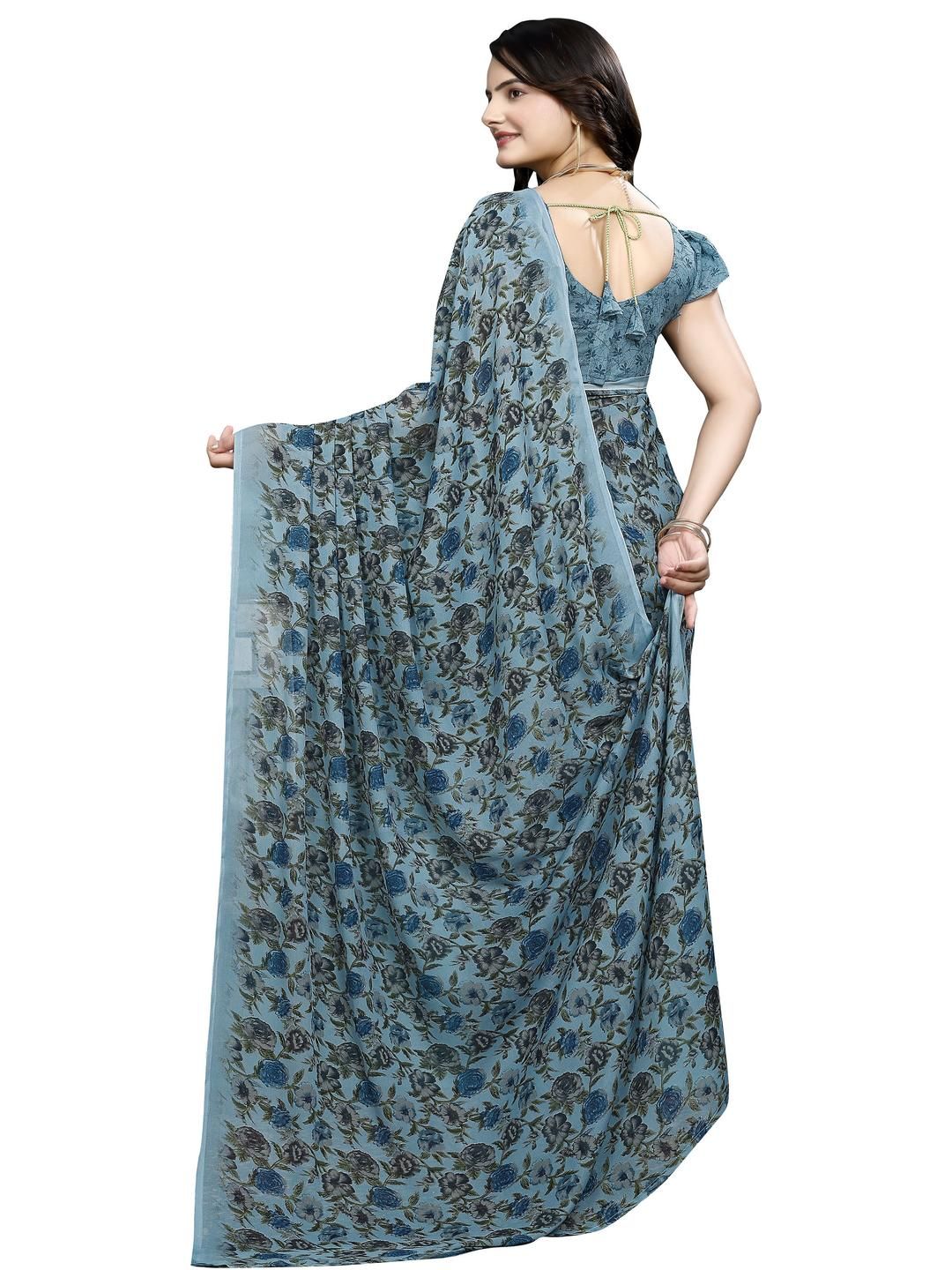 KANOODA Ethnic Motifs Printed Pure Georgette Saree-picture-20