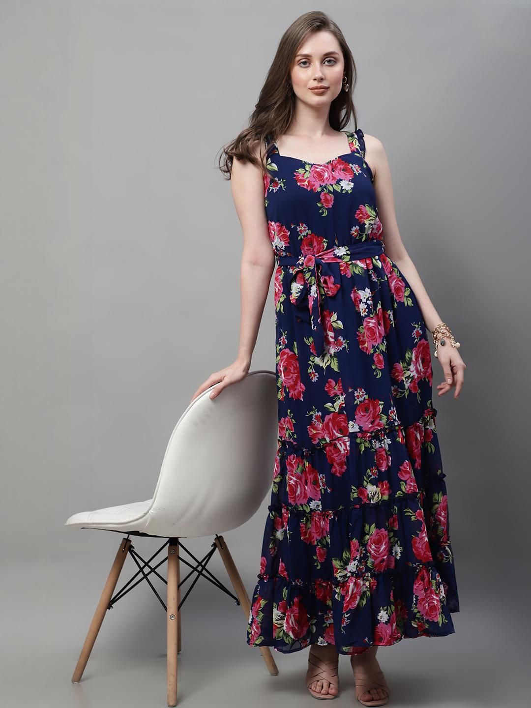 Women's Floral Print Fit & Flare Maxi Dress main image 1