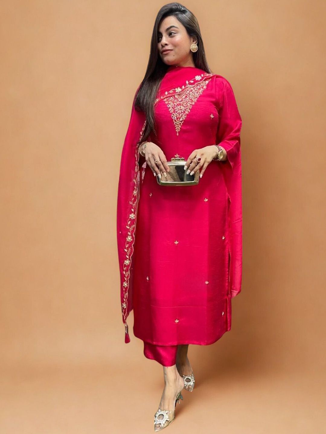 CREEPER Women Ethnic Motifs Embroidered Thread Work Kurta with Trousers & Dupatta