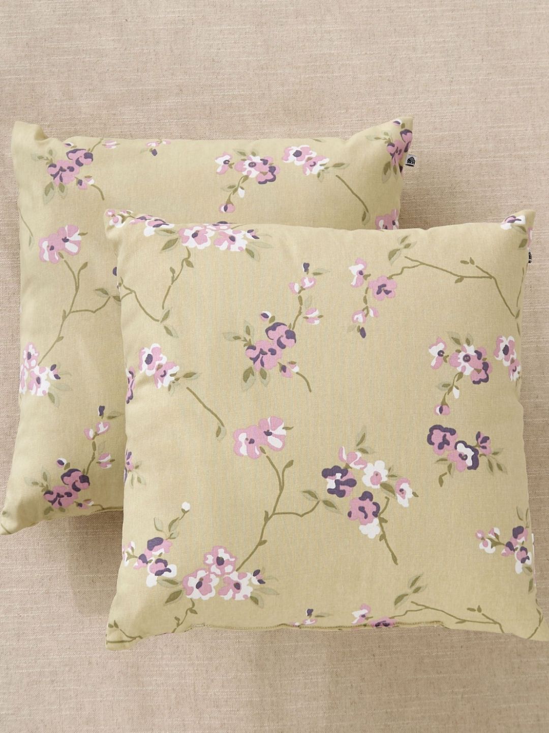 Home Centre Ebony Grace Owen Green & Pink 2Pcs Floral Printed Cotton Pre-Filled Cushions-image-33