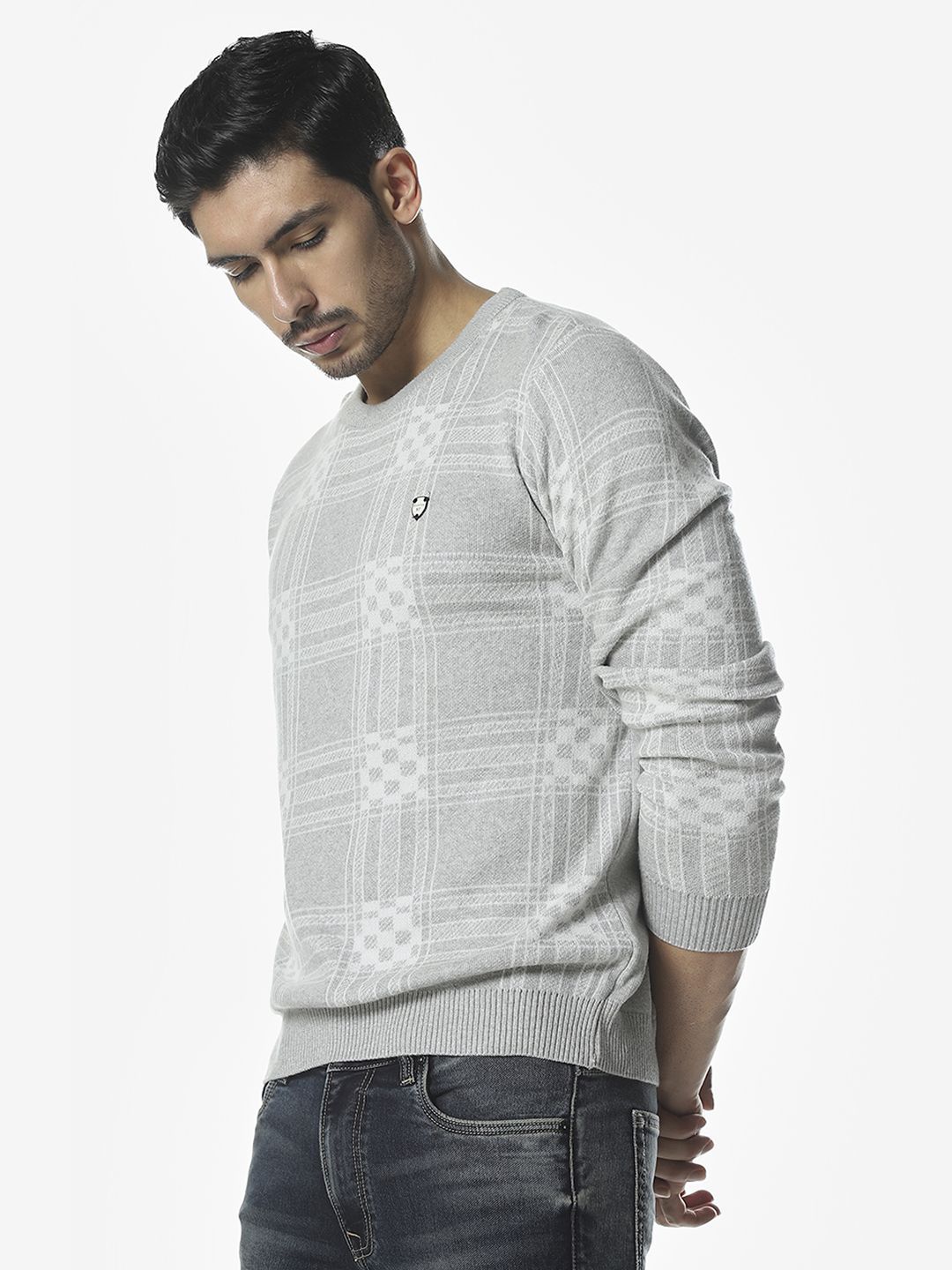 Klub Fox Men Checked Round Neck Pullover Sweaters-picture-29