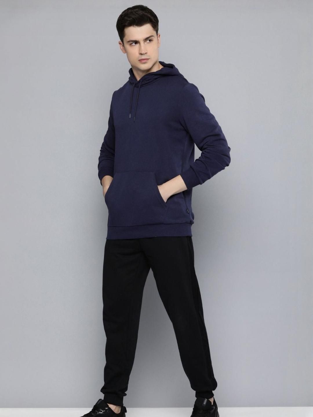 Moda Rapido Men Navy Blue Solid Hooded Fleece Sweatshirt-picture-55
