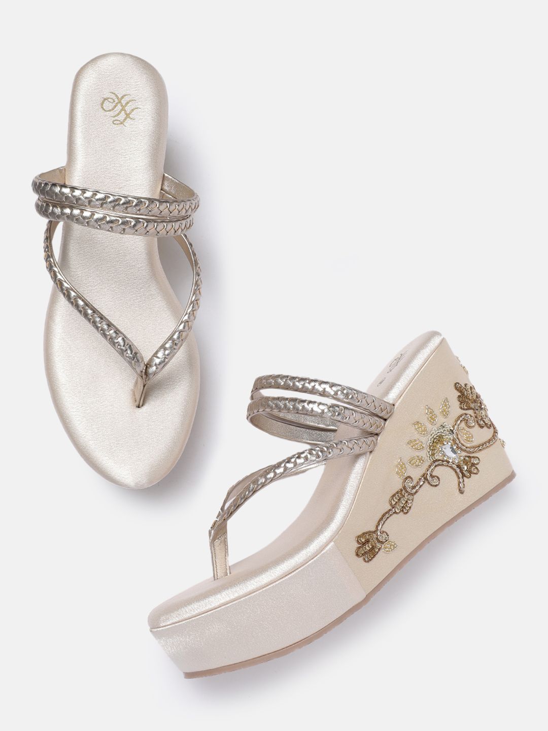 House of Pataudi Embellished Ethnic Wedge Heels-picture-52