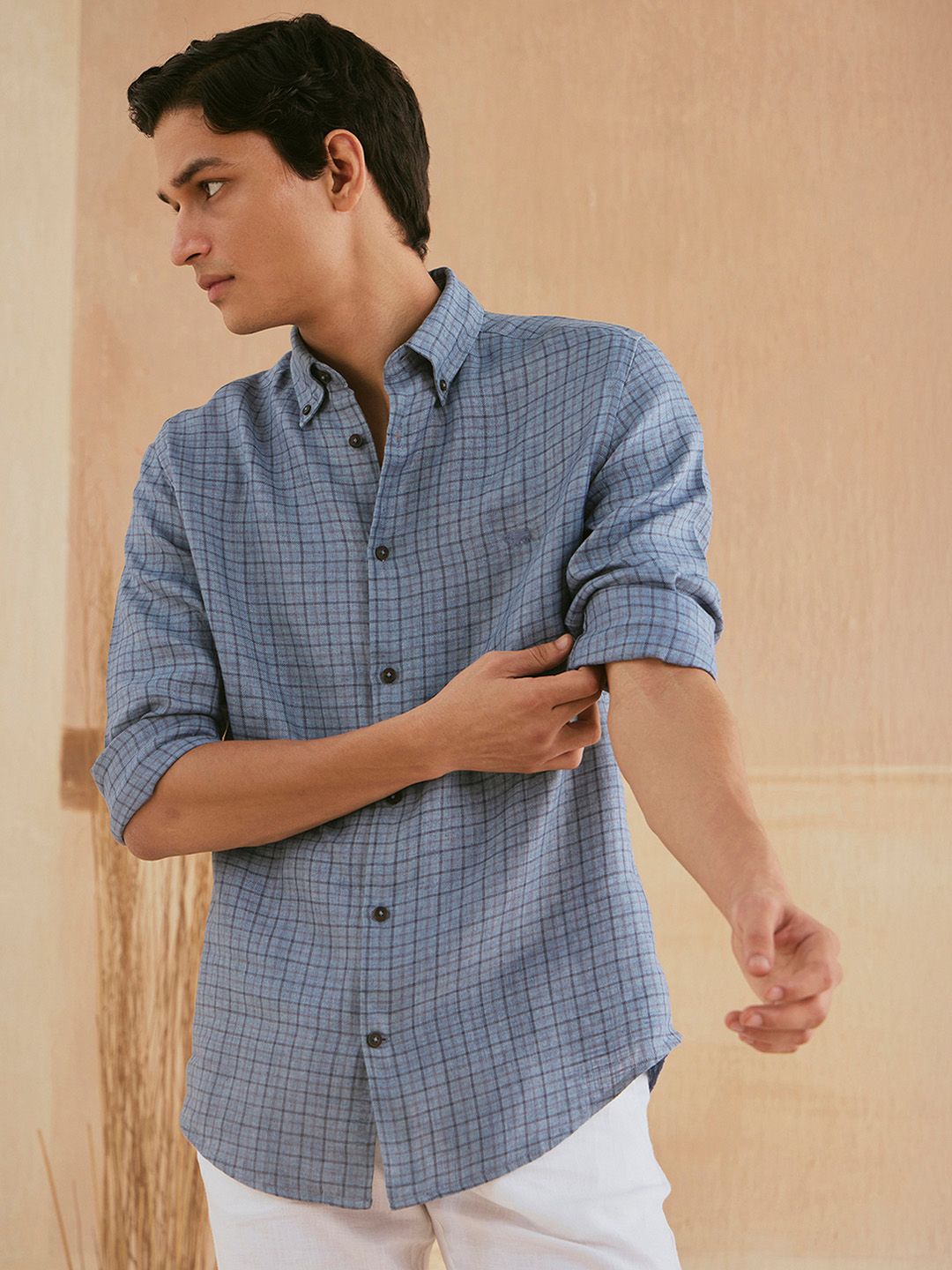 Andamen Men Casual Linen Woven Slim Fit Shirt-picture-35