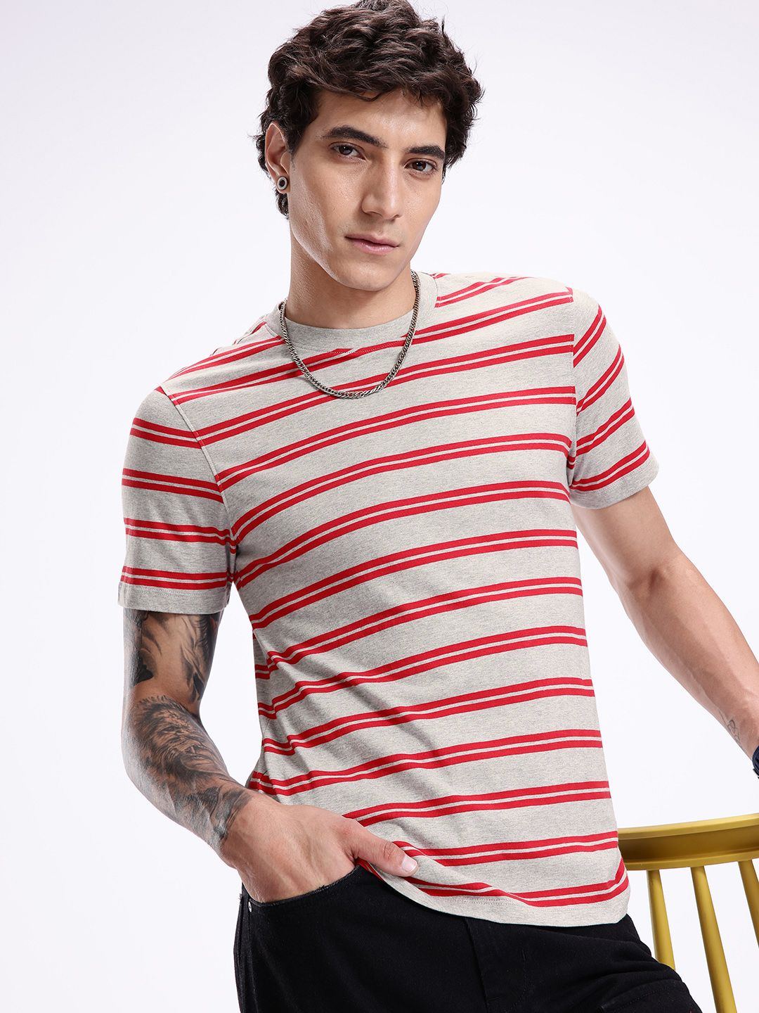 Kook N Keech Striped Relaxed Fit Pure Cotton T-shirt-image-17