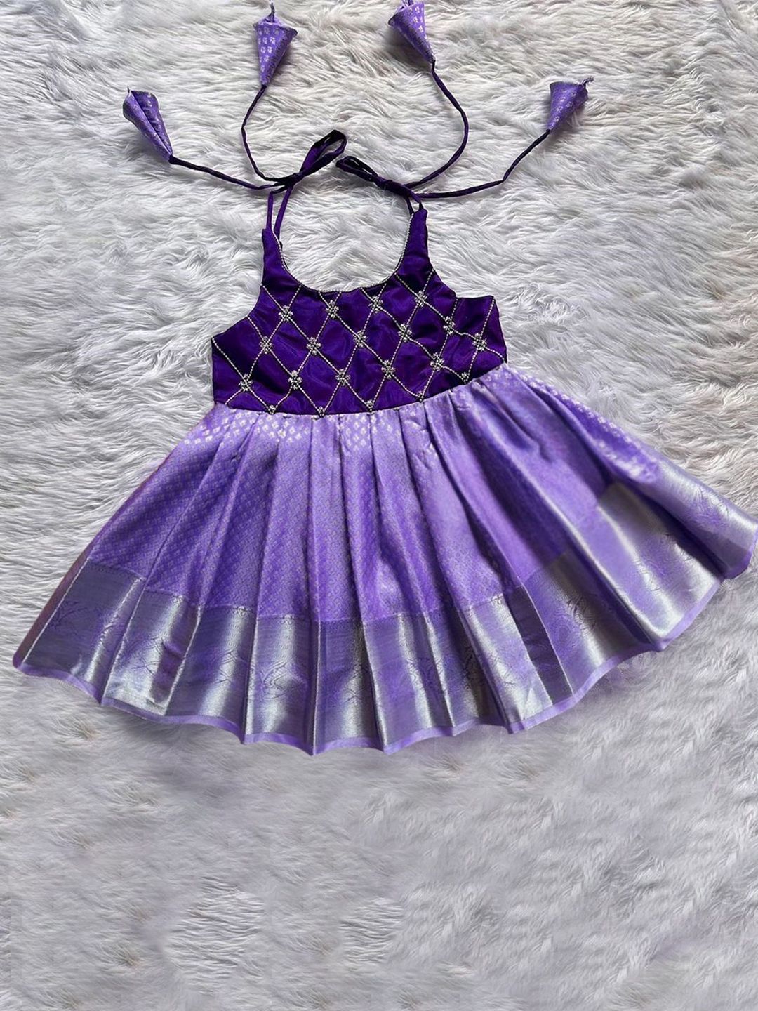 UFB Embroidered Satin Fit & Flare Dress