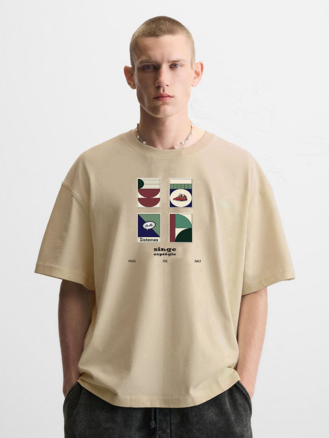 MISCHIEF MONKEY Graphic Printed Drop-Shoulder Sleeves Pure Cotton Oversized T-shirt-picture-14