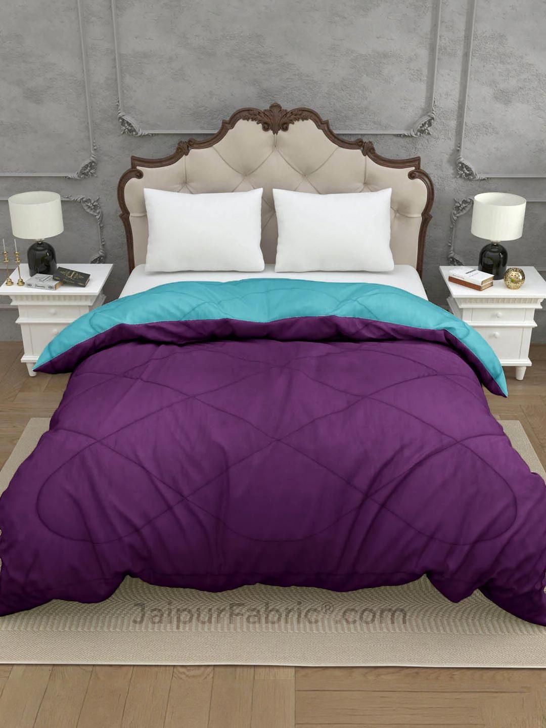 Myntra Elegant Homes Purple & Blue Microfiber AC Room 210 GSM Double Bed Comforter-picture-16