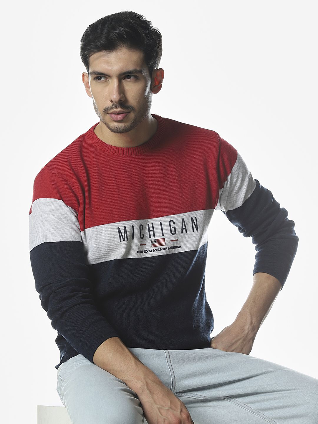 Klub Fox Men Colourblocked Round Neck Pullover-picture-45