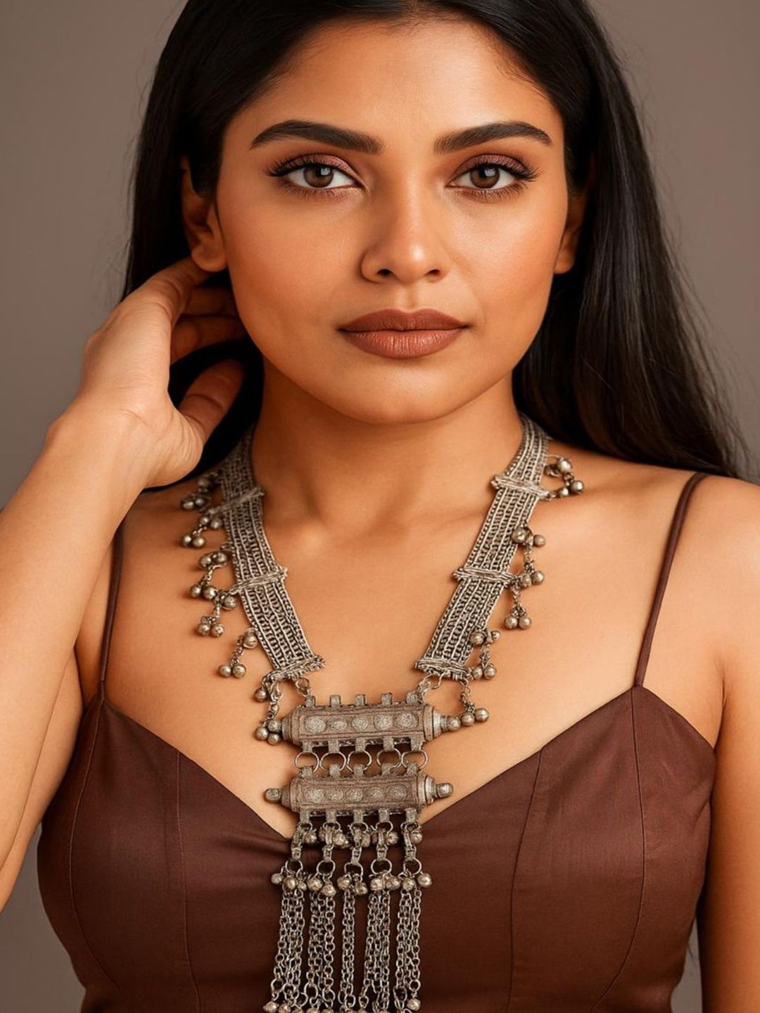 Oxicraft Ghungroo Beaded Oxidised Statement Necklace-picture-18