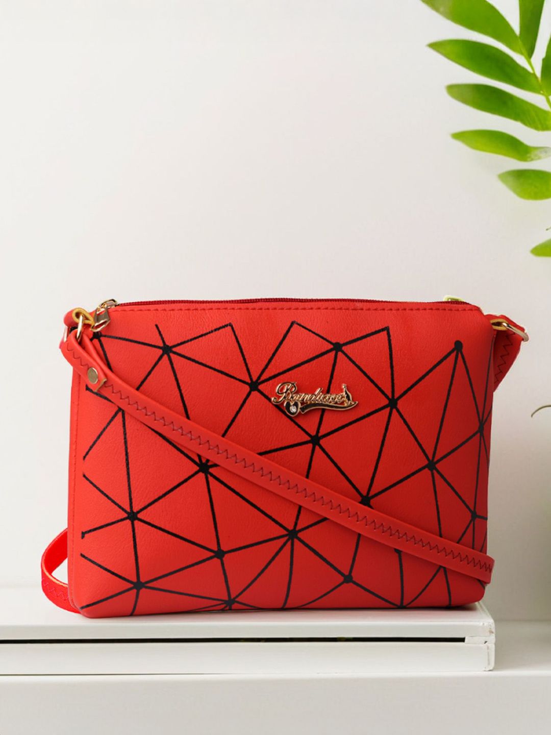 BANDICOOT Brand Logo Printed Swagger Sling Bag With Cut Work-picture-12